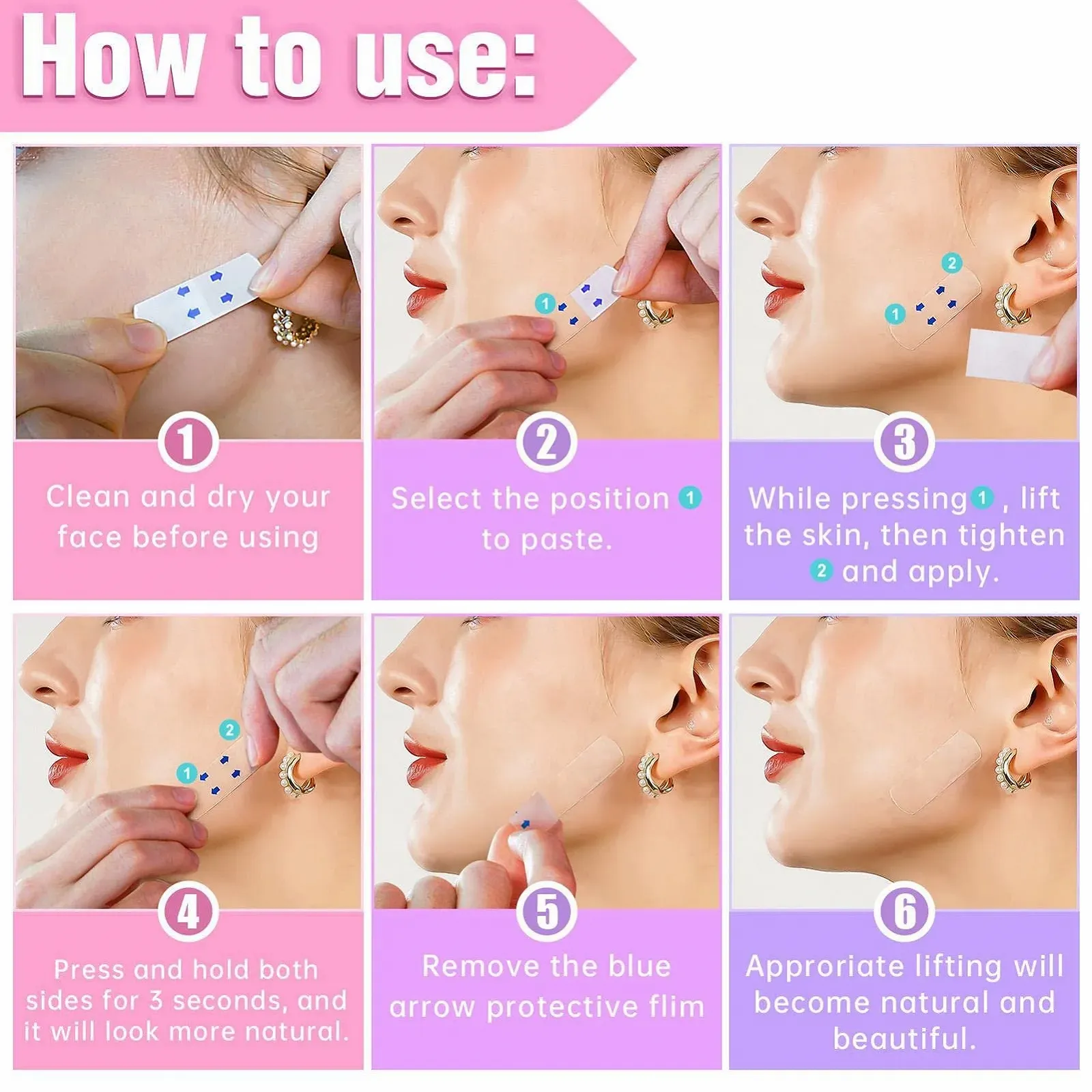 Стрічки для підтяжки обличчя Без бренду 120 шт. для V-подібної форми обличчя, фото №4