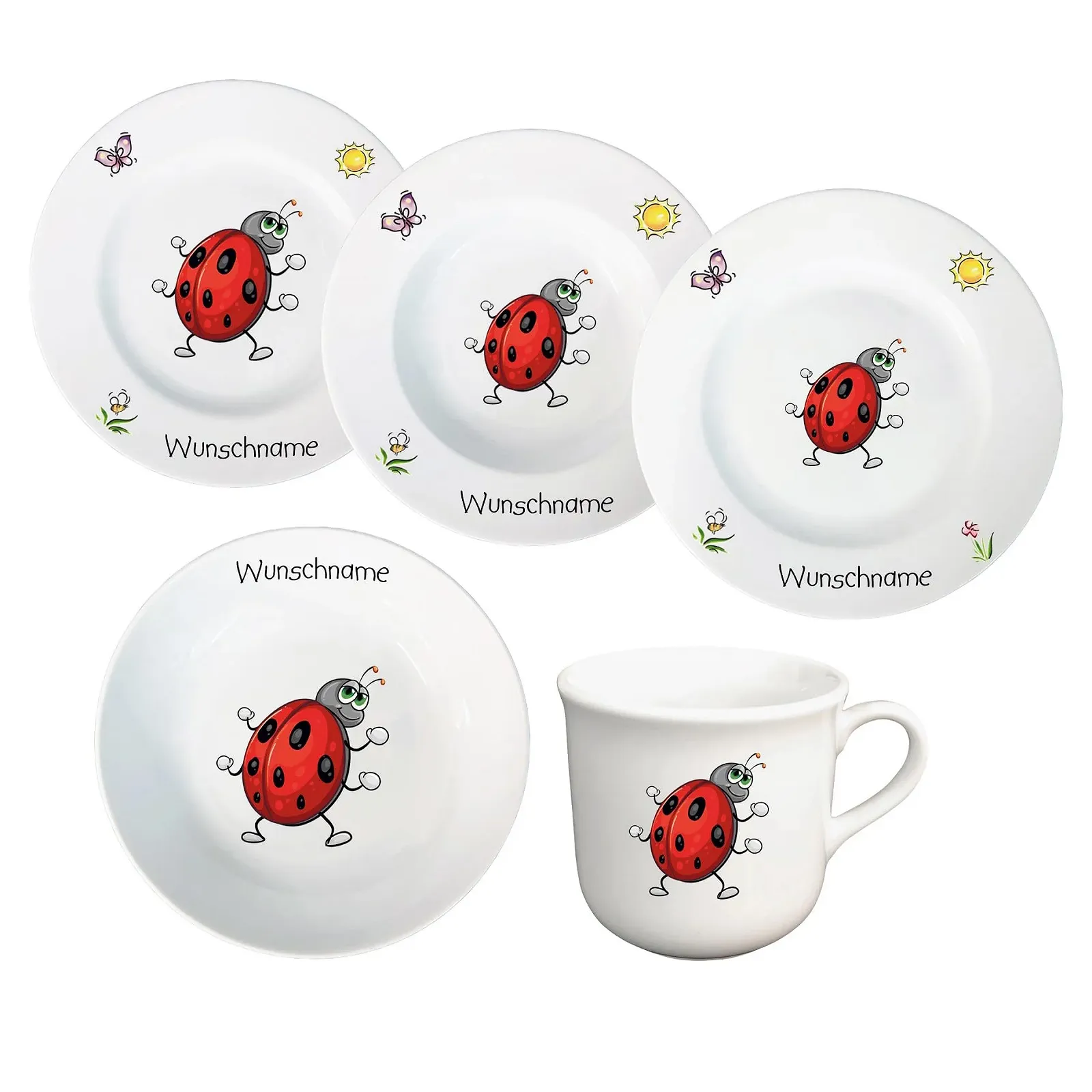 Детский Набор Посуды Персонализированный Ladybird, фото №1 Детский Набор Посуды Персонализированный Ladybird, фото №1