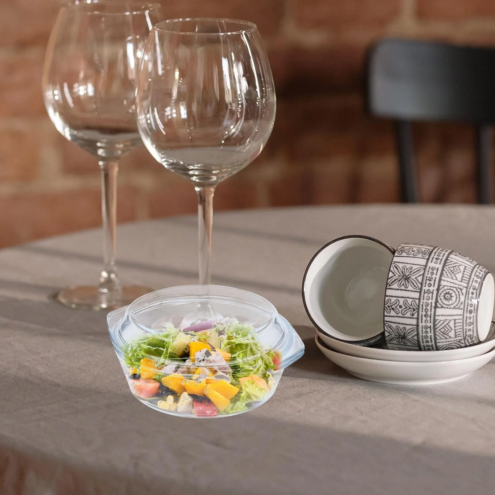 Форма для запікання скляна з кришкою прозора штабельована, фото №5