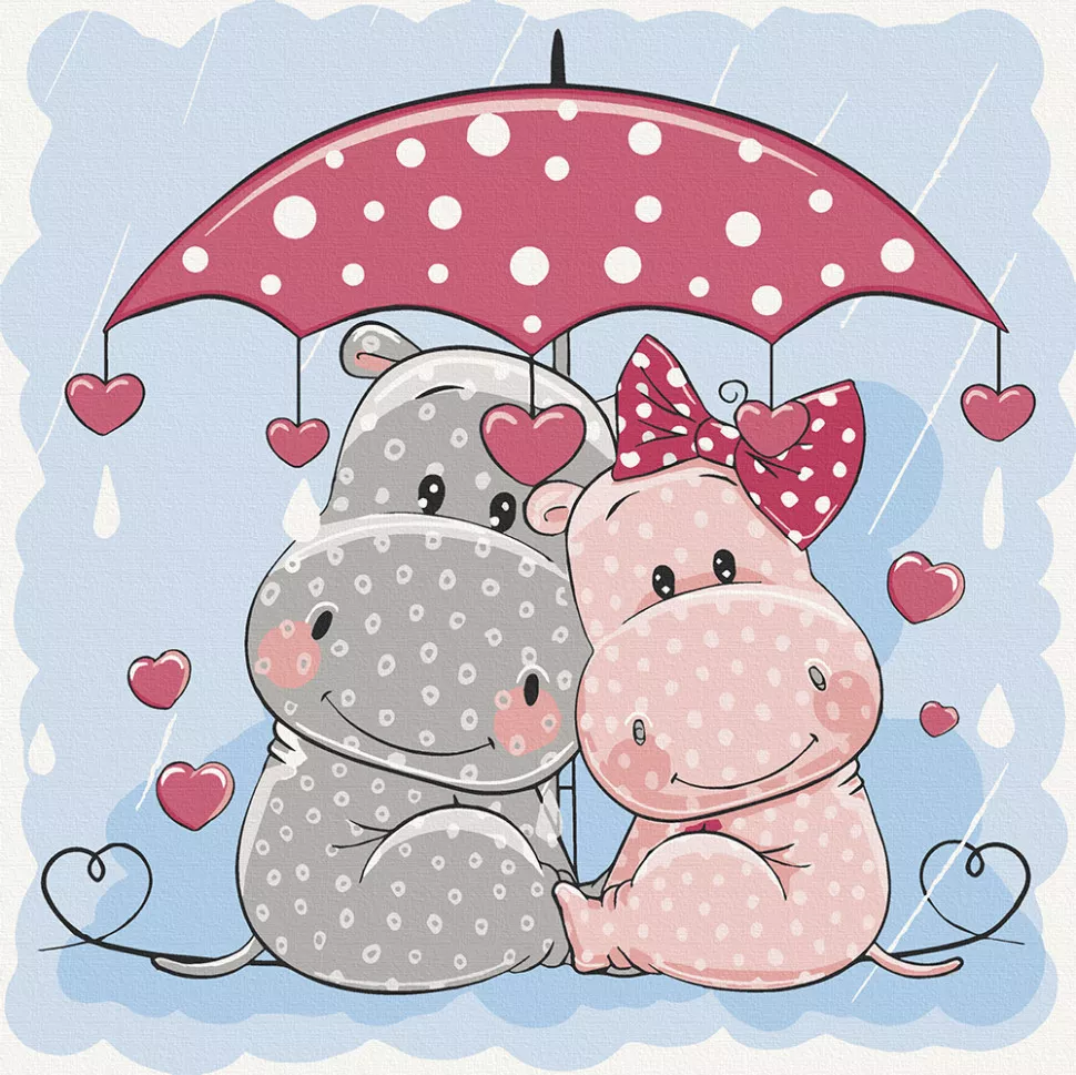 Картина за номерами Art Craft Бегемотики під зонтиком 30х30 см 15530-AC, фото №1