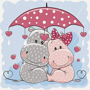 Картина за номерами Art Craft Бегемотики під зонтиком 30х30 см 15530-AC - Фото 1