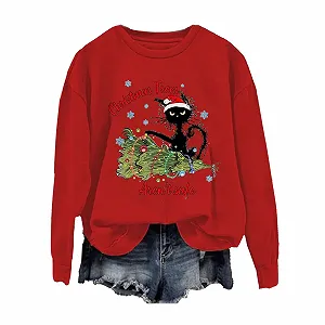 Женский Праздничный Свитшот HUIFUAO С Рождественским Принтом - Фото 1