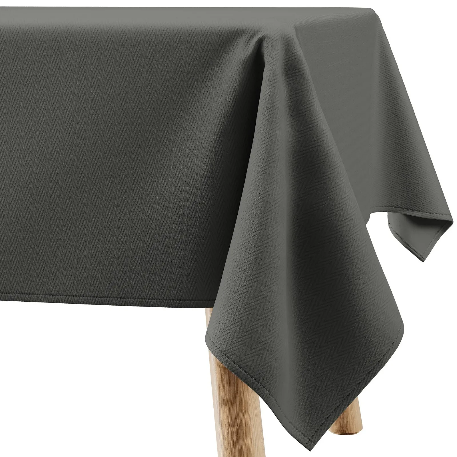 Скатертина Verte Прямокутна з візерунком зигзаг 150 x 350 см Grey, фото №1