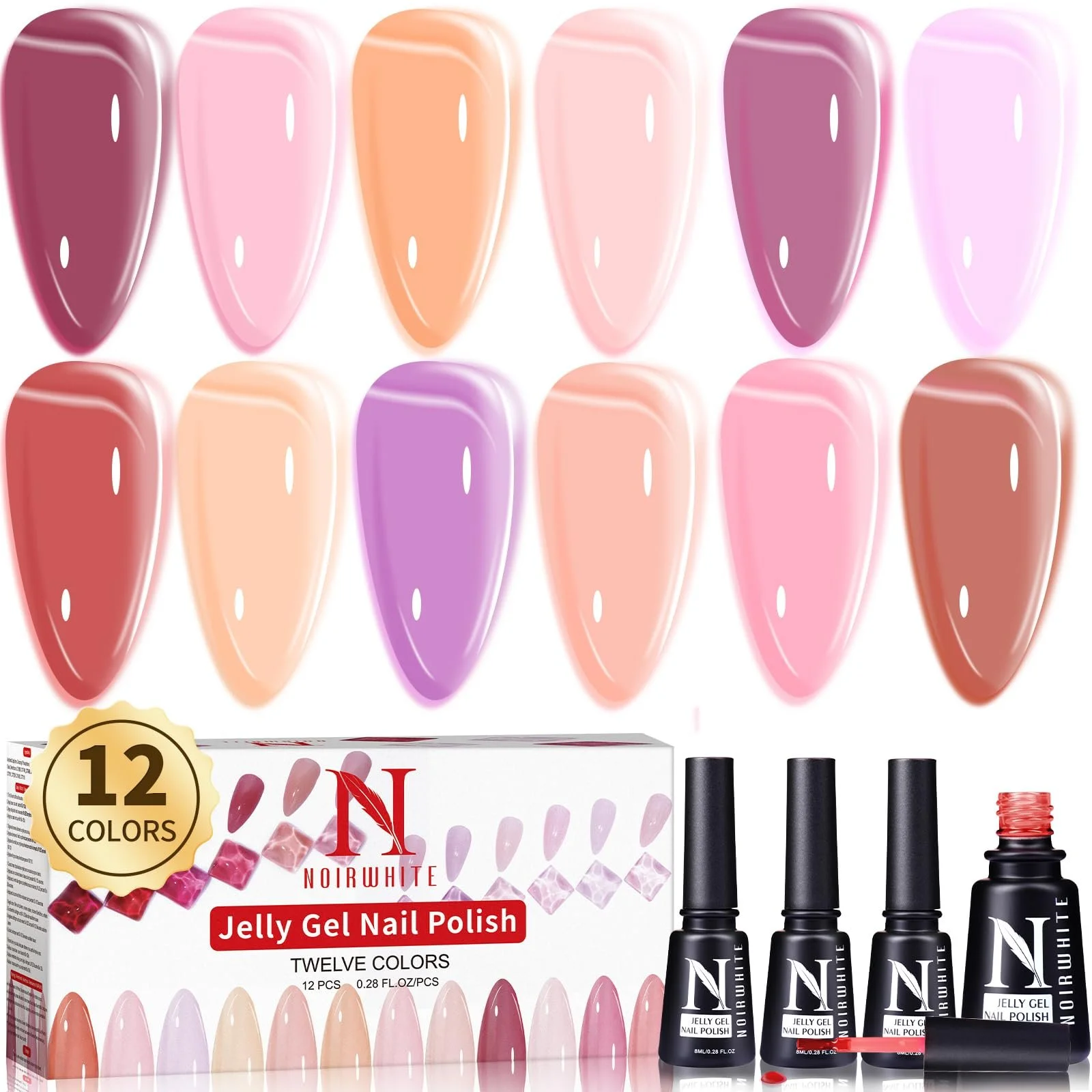 Гель-лак Clara Colors Jelly, набір 12 шт., рожевий нюдовий прозорий, фото №11