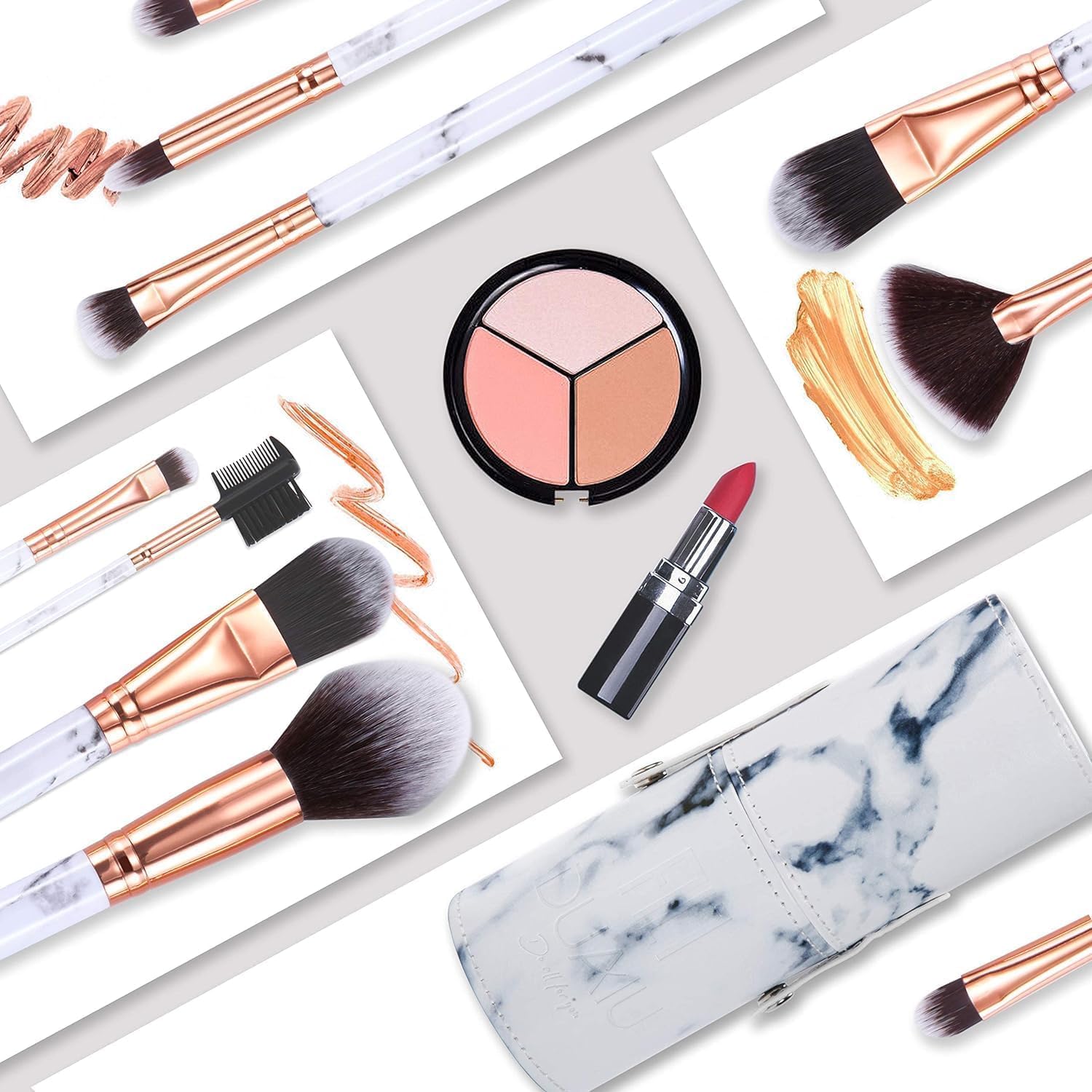 Набор DUAIU Make Up Brush Professional 15 штук Мраморные, фото №5