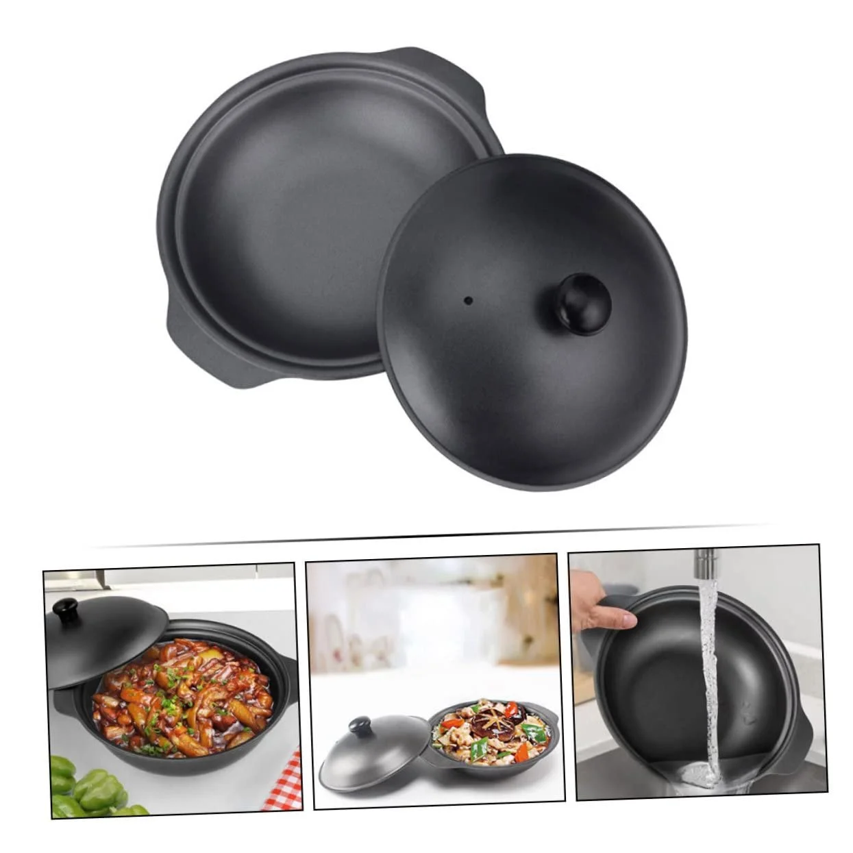 Каструля-жаровня Cast Iron з кришкою антипригарна термостійка, фото №5