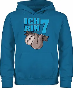 Детская Толстовка Shirtracer 7th Birthday Ich Bin Sieben mit Sloth, голубая - Фото 1