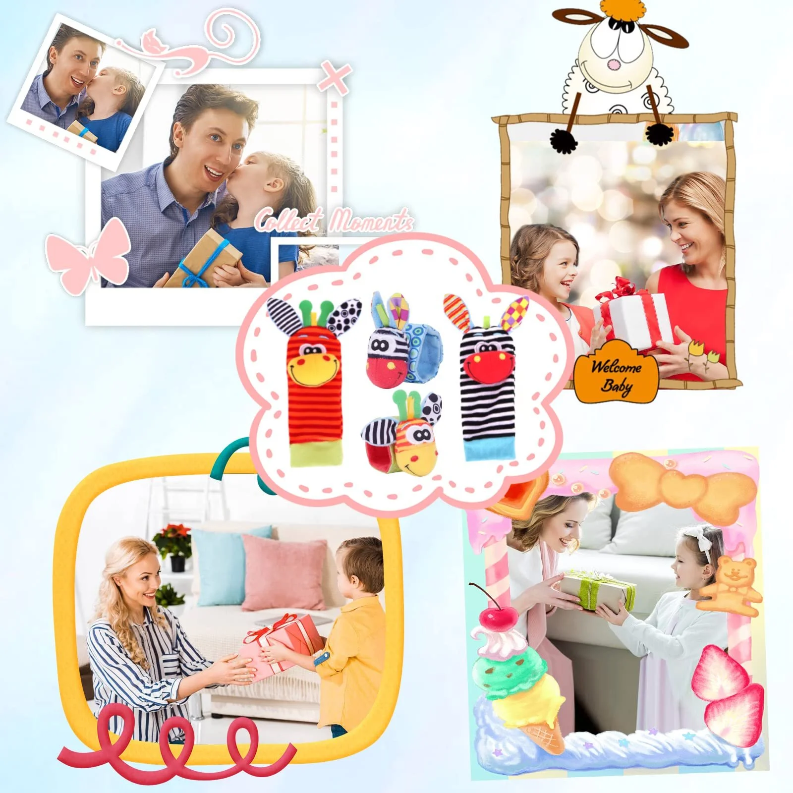 Носочки на запястья ACCEVO, игрушка для новорожденных 4 шт., фото №6 Носочки на запястья ACCEVO, игрушка для новорожденных 4 шт., фото №6