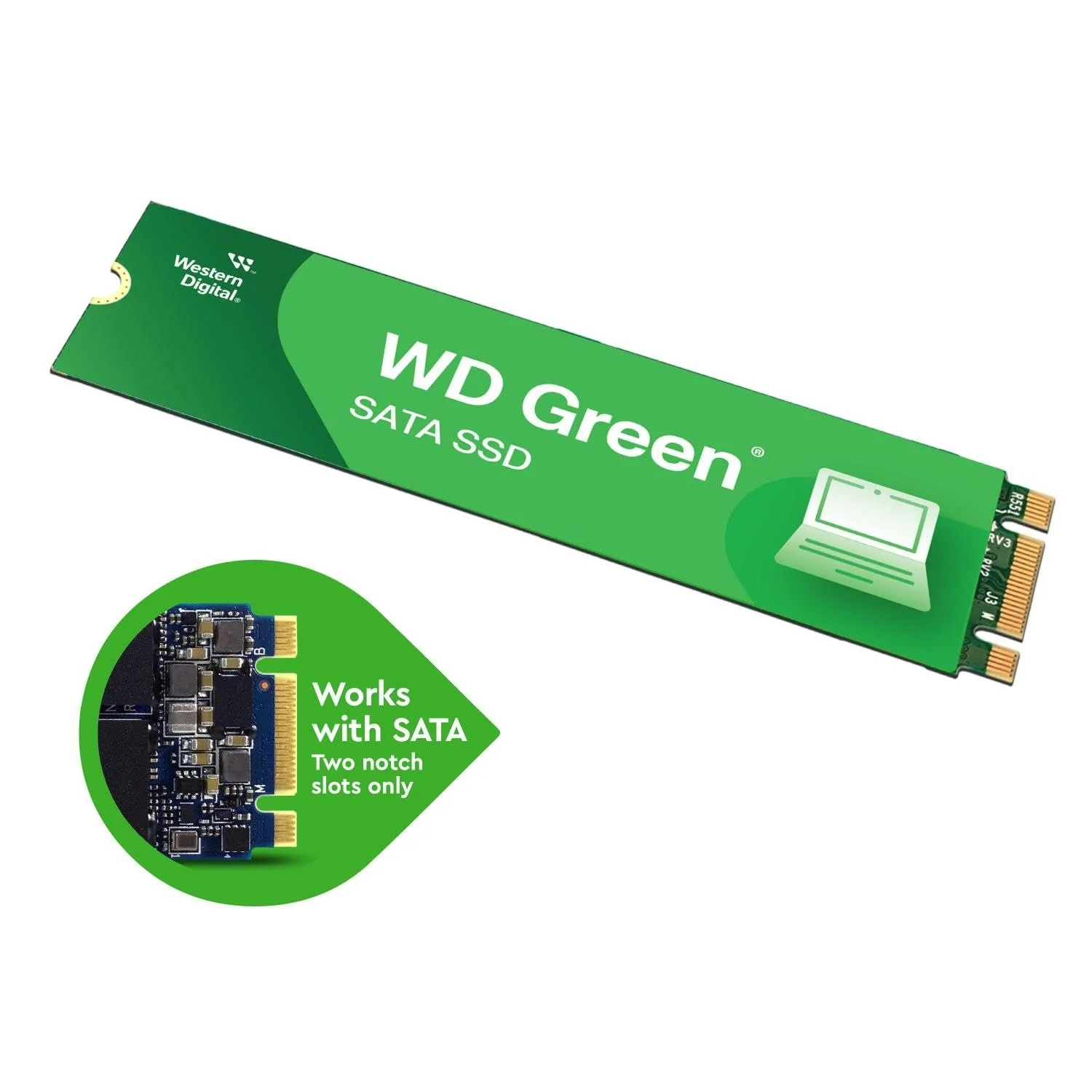 Внутрішній SSD WD Green 240 ГБ SATA M.2 2280 Green, фото №2