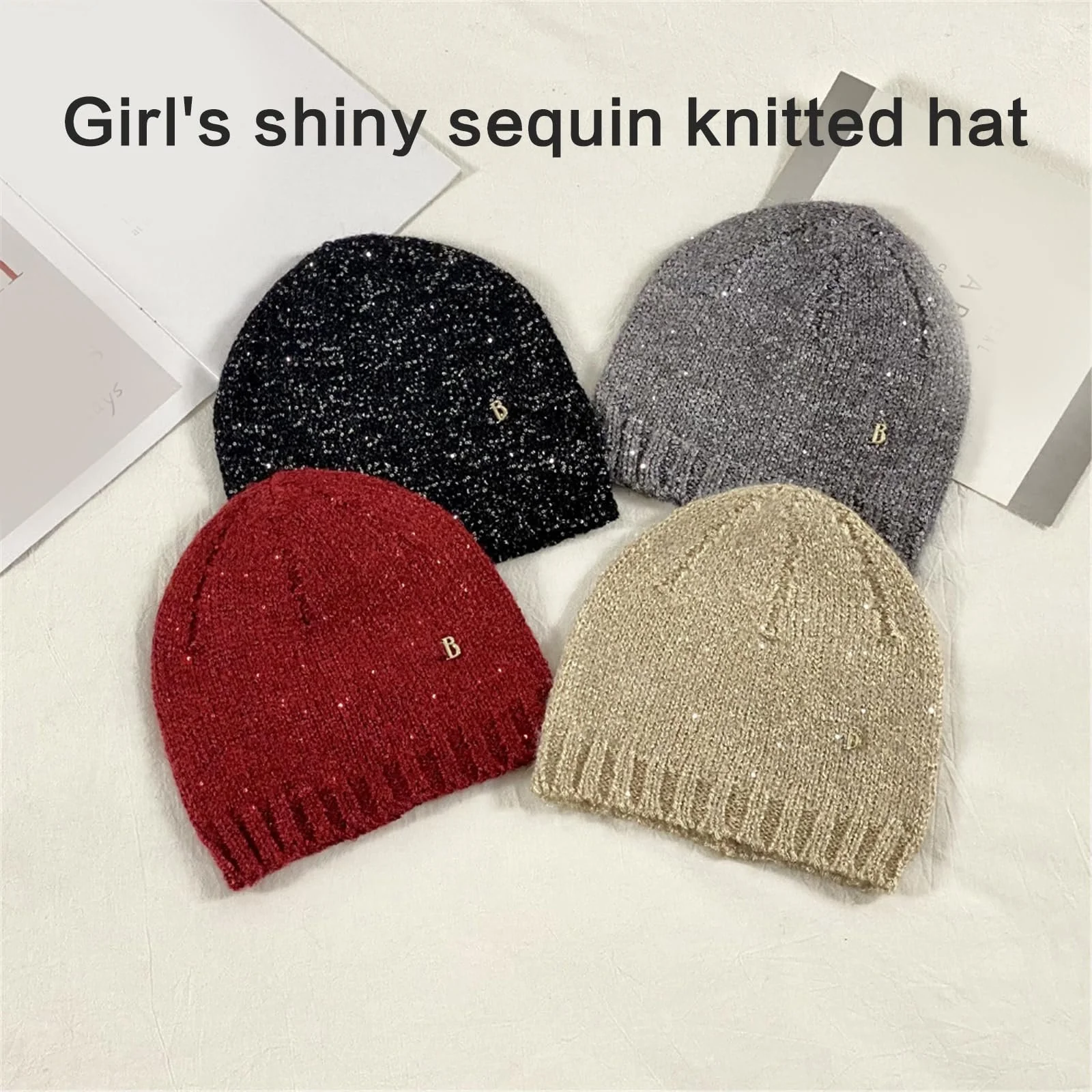 Модная вязаная шапка Limtula с блестками и пайетками, фото №5 Модная вязаная шапка Limtula с блестками и пайетками, фото №5