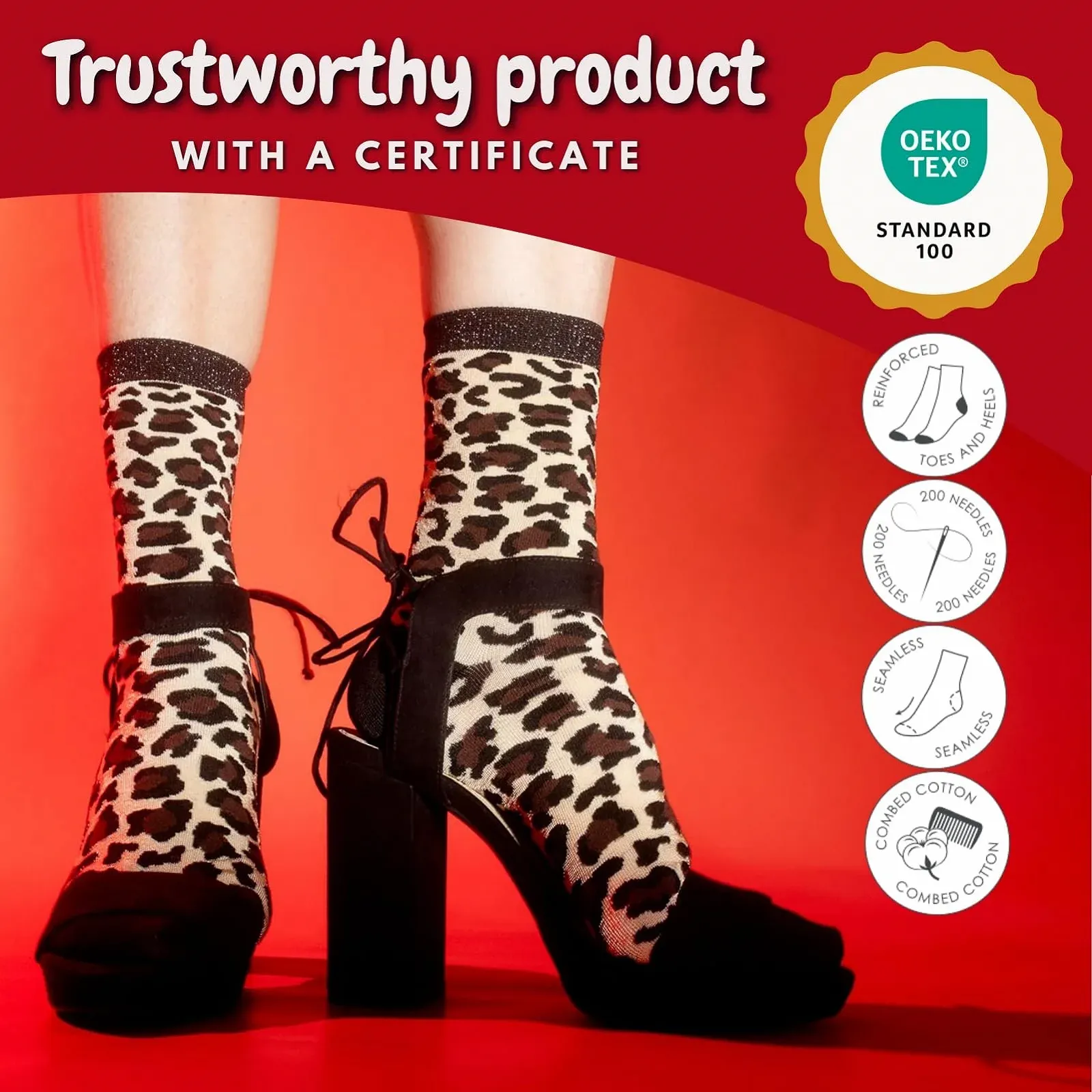 Шкарпетки Soxo Леопард, жіночі, з анімалістичним принтом, розмір 35-40, фото №4 Шкарпетки Soxo Леопард, жіночі, з анімалістичним принтом, розмір 35-40, фото №4