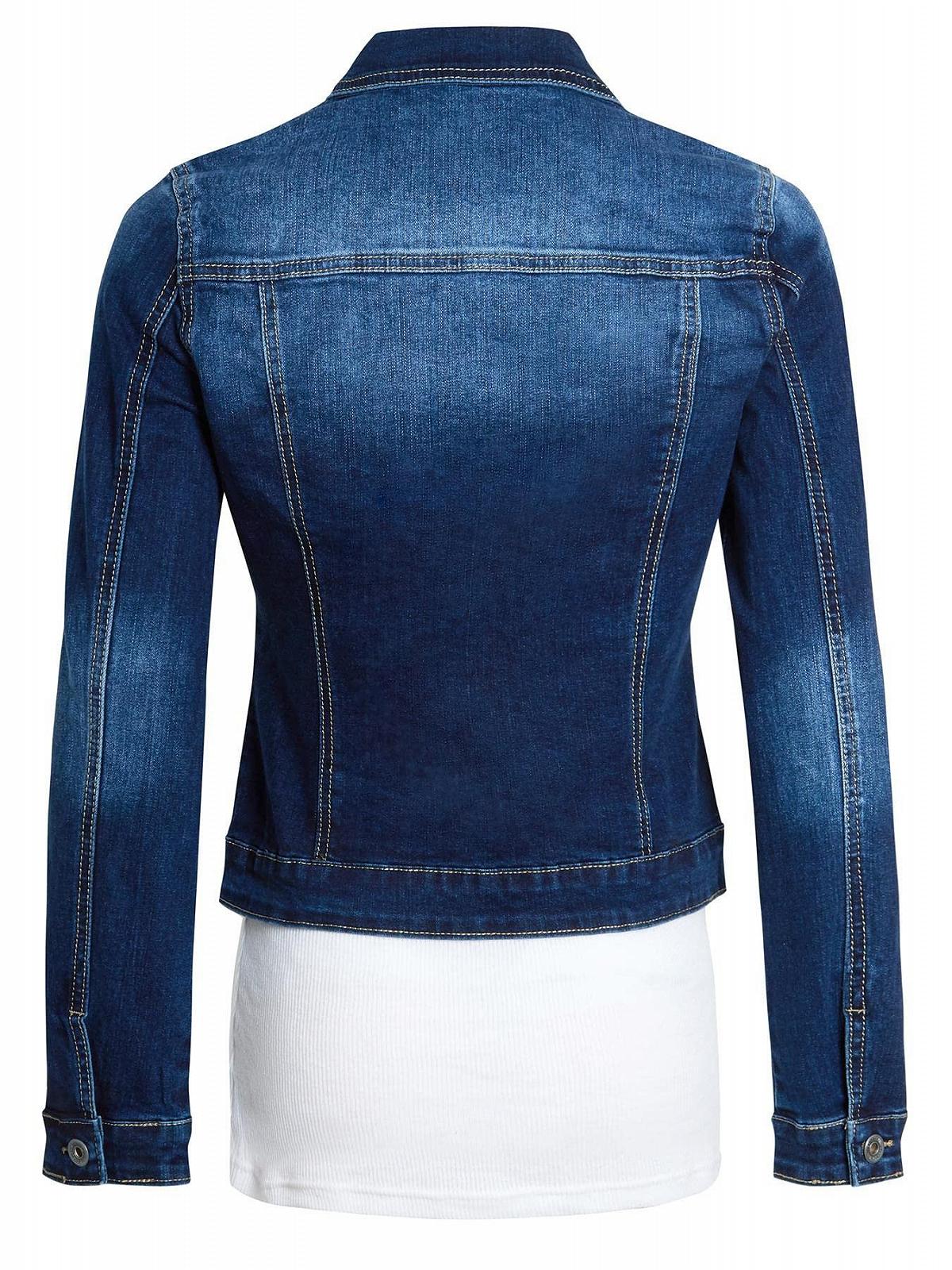 Джинсовая Куртка SS7 Женская Премиум Stonewashed Indigo с Небольшими Разрывами, фото №5