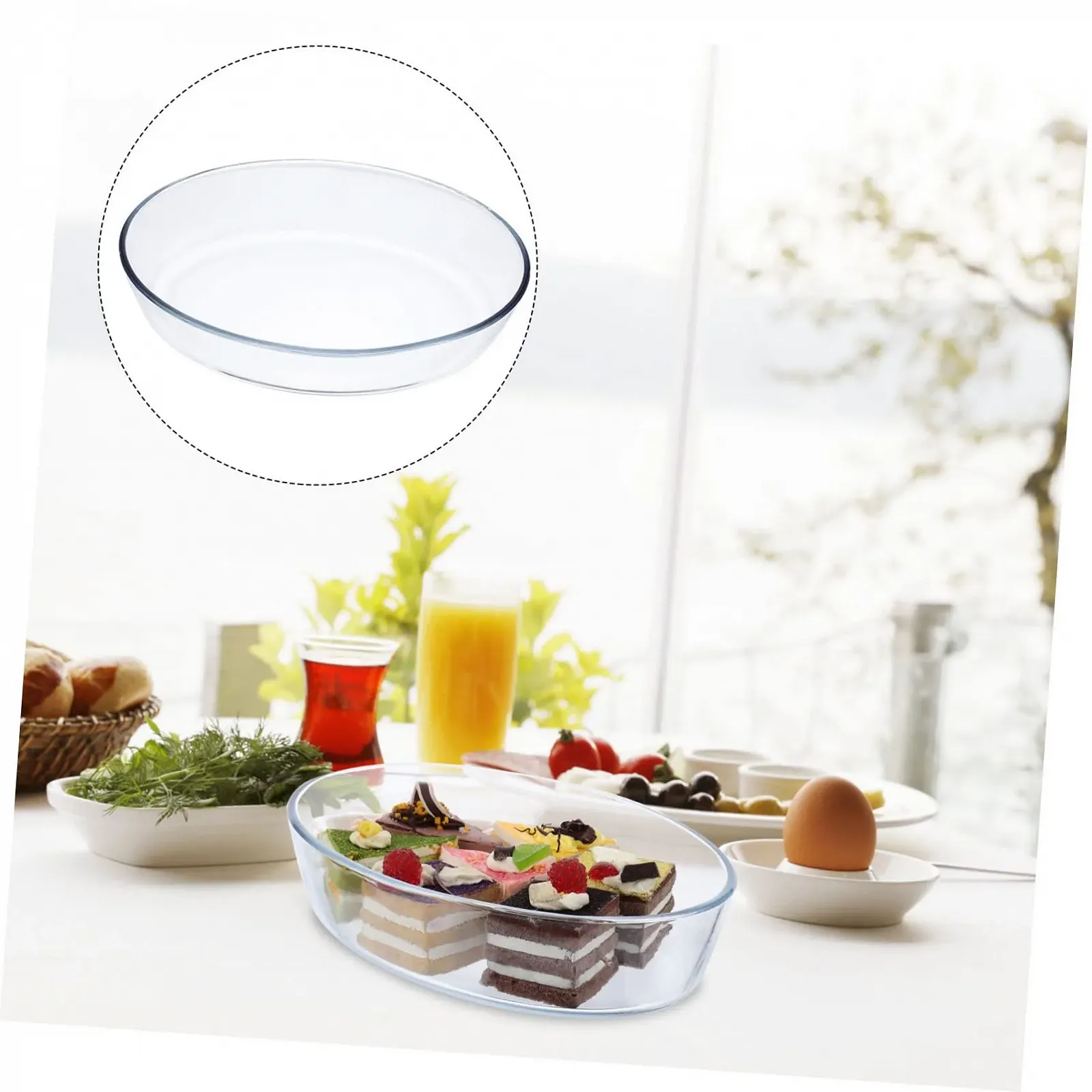 Противень для запекания термостойкий из закаленного стекла для микроволновой печи и посудомоечной машины, фото №8