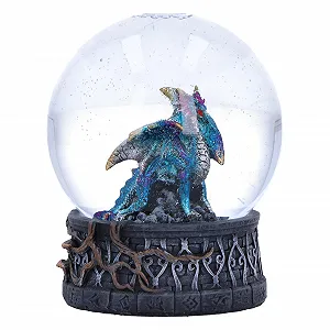 Шар снежный Nemesis Now Dragon Storm 10см Смола Синий Дракон synthetic.ua - Фото 1