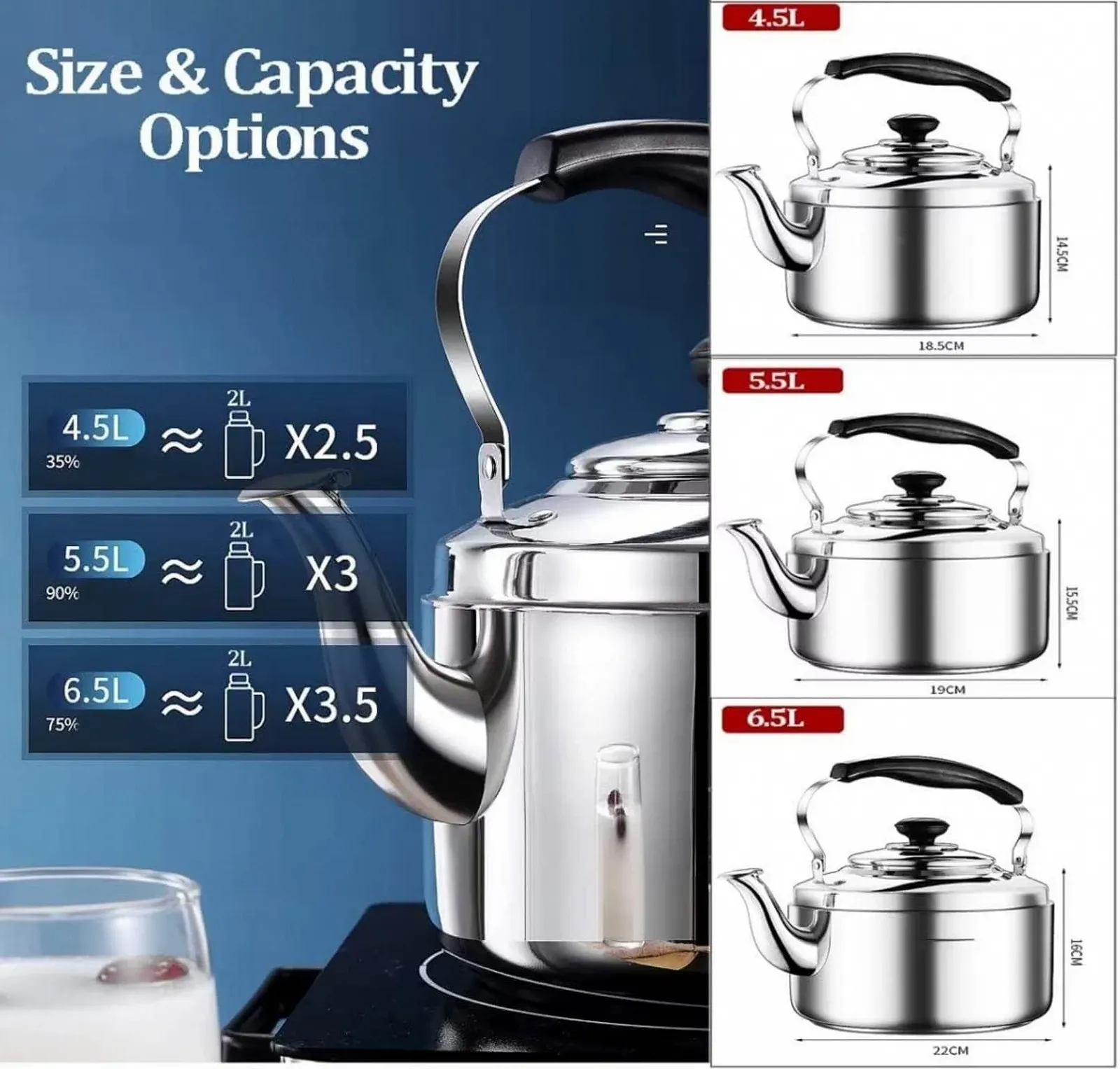 Чайник з свистком, Універсальний чайник для газової та індукційної плити, фото №7 Чайник з свистком, Універсальний чайник для газової та індукційної плити, фото №7