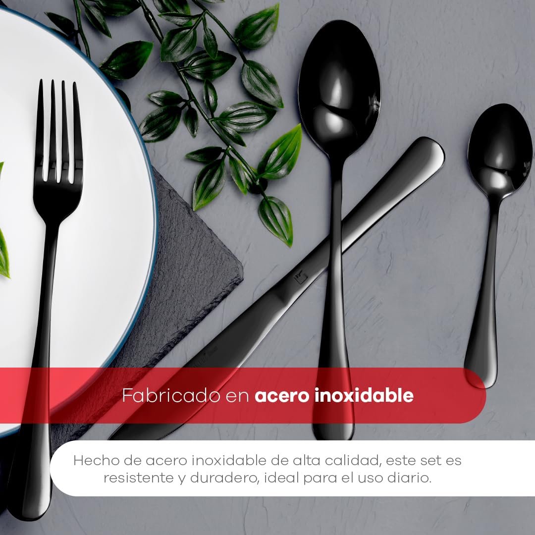 Набор столовых приборов Bergner 24 предмета нержавеющая сталь глянцевая нержавеющая сталь черный, фото №5 Набор столовых приборов Bergner 24 предмета нержавеющая сталь глянцевая нержавеющая сталь черный, фото №5