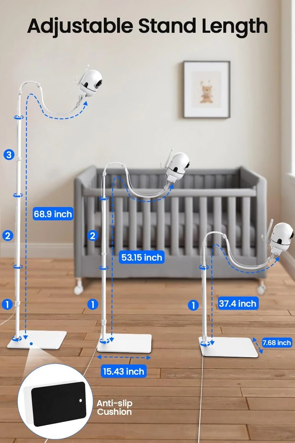 Підлогова стійка Hello Baby HB6550 / HB65 / HB6560 / HB6340 / HB6339 / DXR-8 PRO / DXR-8 з кріпленням 1/4" регульована за висотою, фото №6