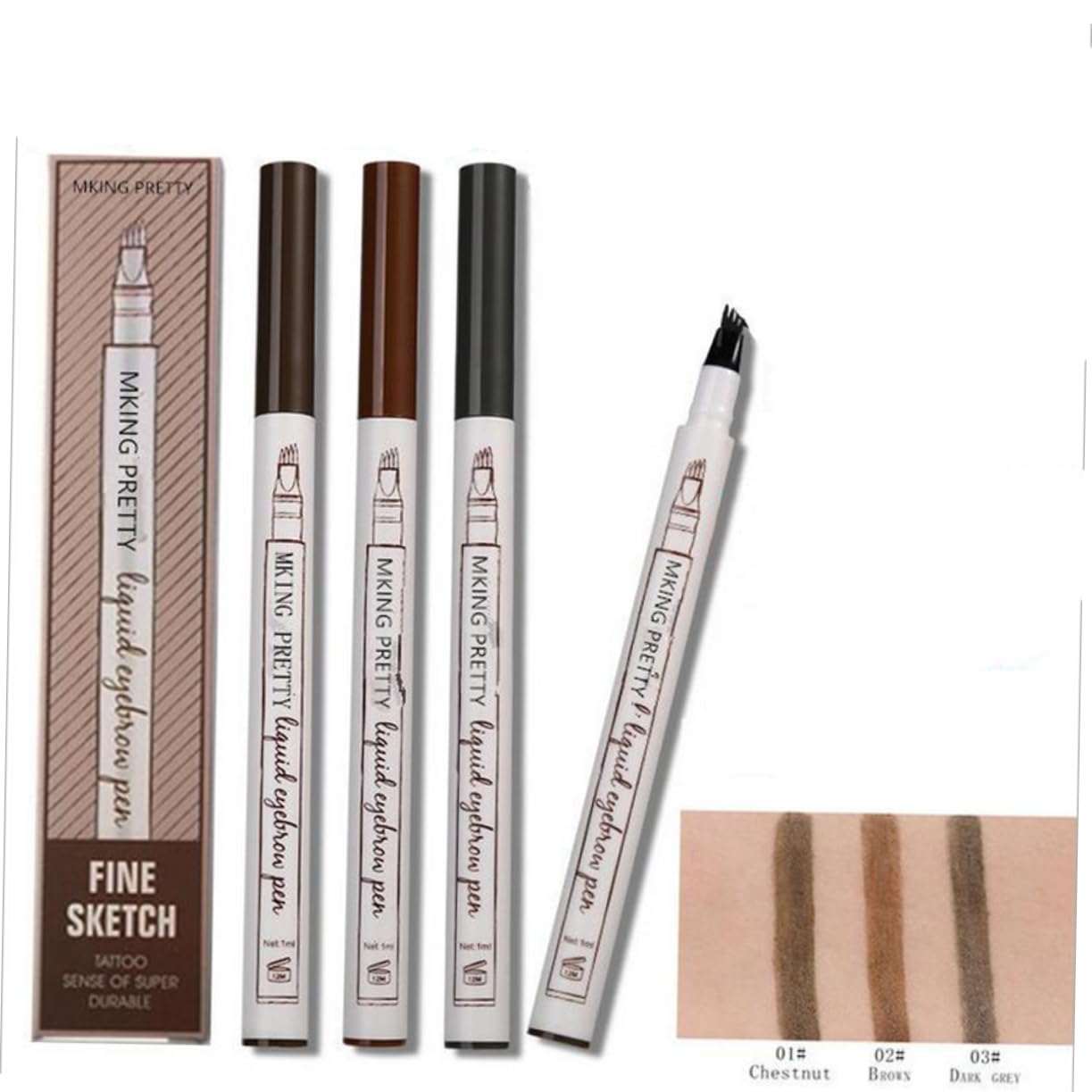 Олівець Beavorty Рідкий Водостійкий Набір з 4 шт. Тонкі лінії Пудра для брів, фото №4