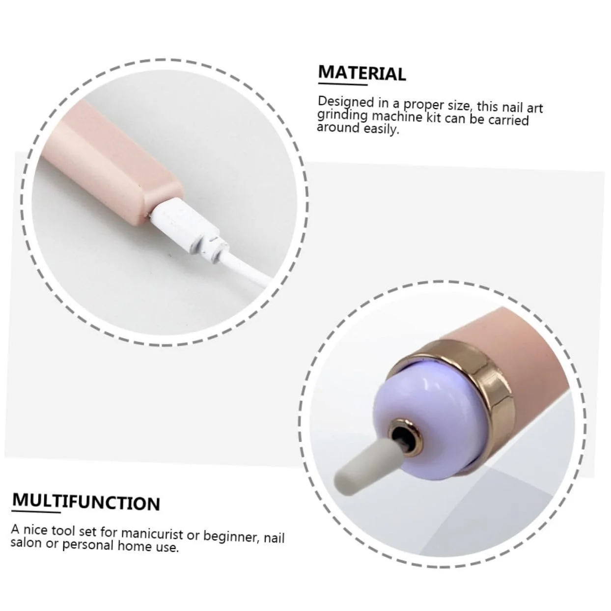 Электрический набор для маникюра Healvian Professional, розовый, фото №6