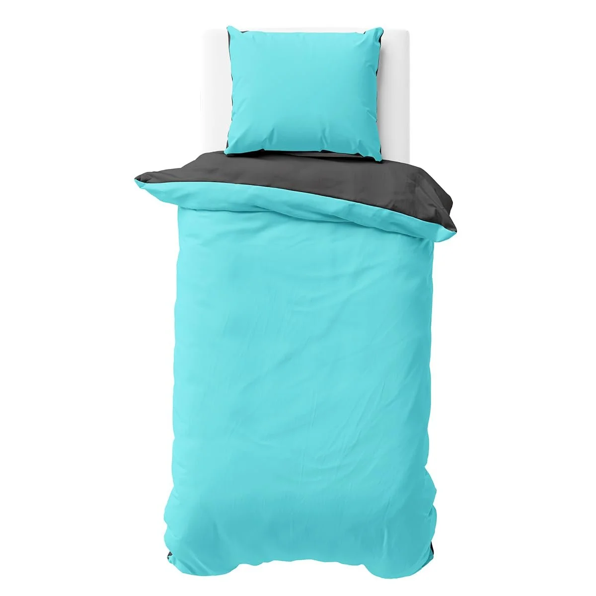 Комплект постельної білизни Visaggio Reversible 135 x 200 см мікрофібра бірюзовий / антрацит, фото №1