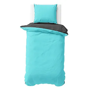 Комплект постельної білизни Visaggio Reversible 135 x 200 см мікрофібра бірюзовий / антрацит - Фото 1