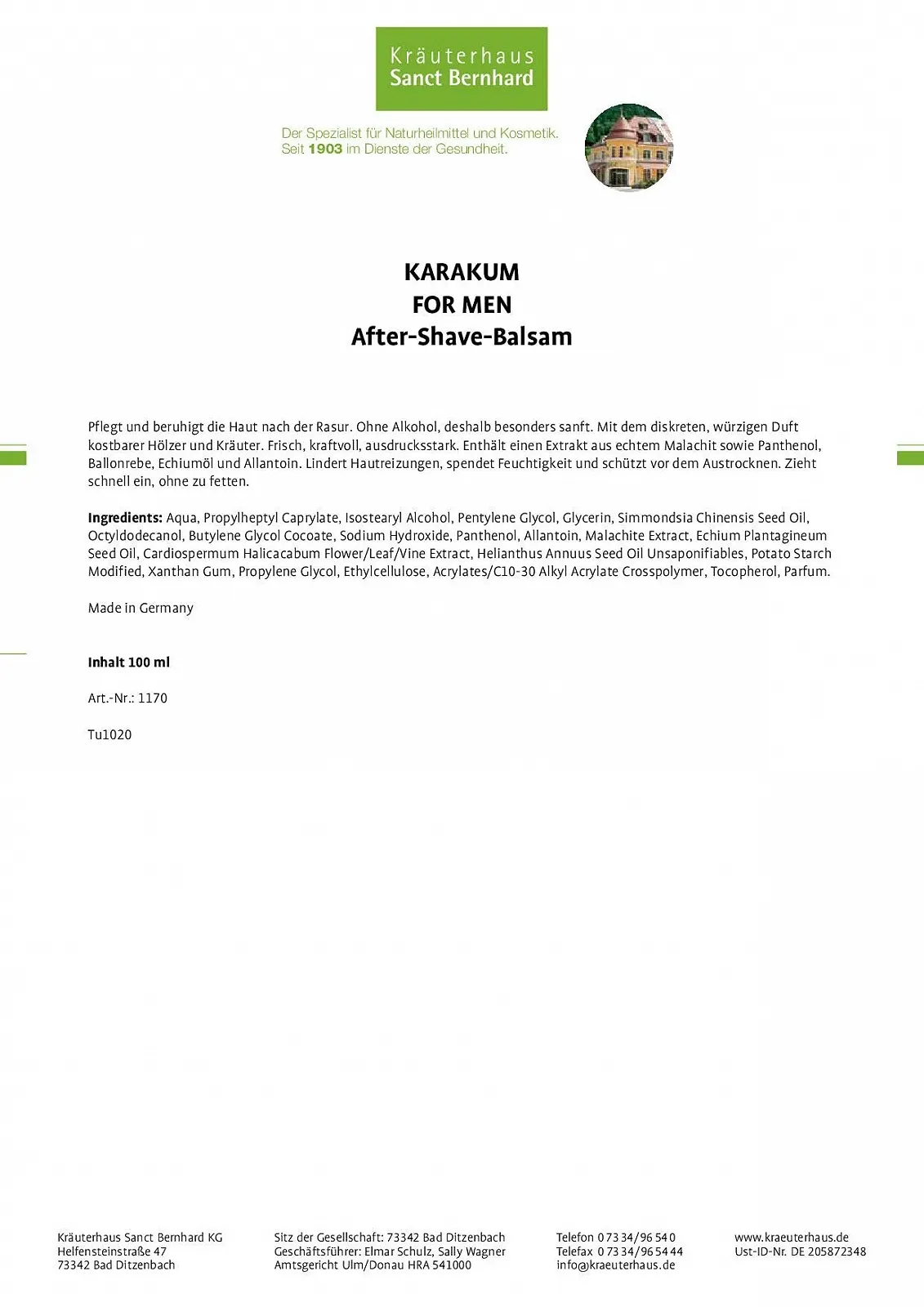 Набір для чоловіків Sanct Bernhard Karakum: бальзам після гоління, гель для душу та шампунь, зволожуючий крем, 3 шт, фото №3