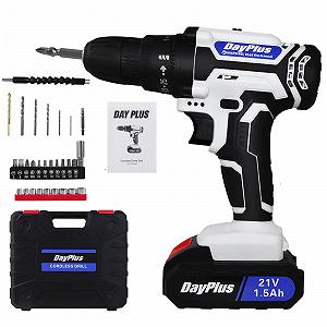 Акумуляторний Шурупокрут 21V 1500mAh Li-Ion 25+1 Діапазон 45N.m зі змінною швидкістю та LED Світлом, 29PCS Аксесуари з Сумкою - Білий - Фото 1