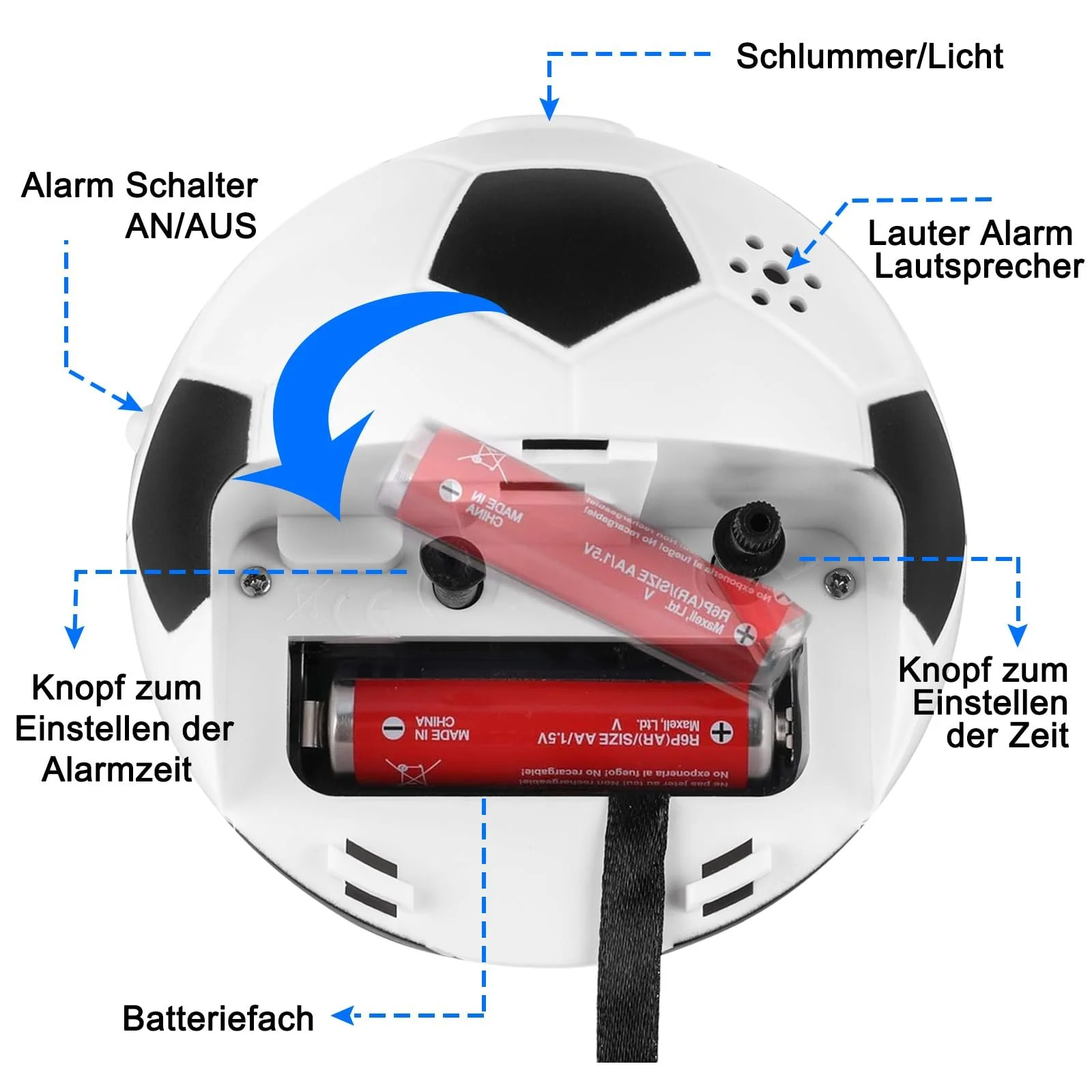 Будильник Edillas Дитячий Футбольний з підсвічуванням і функцією повтору сигналу, фото №4