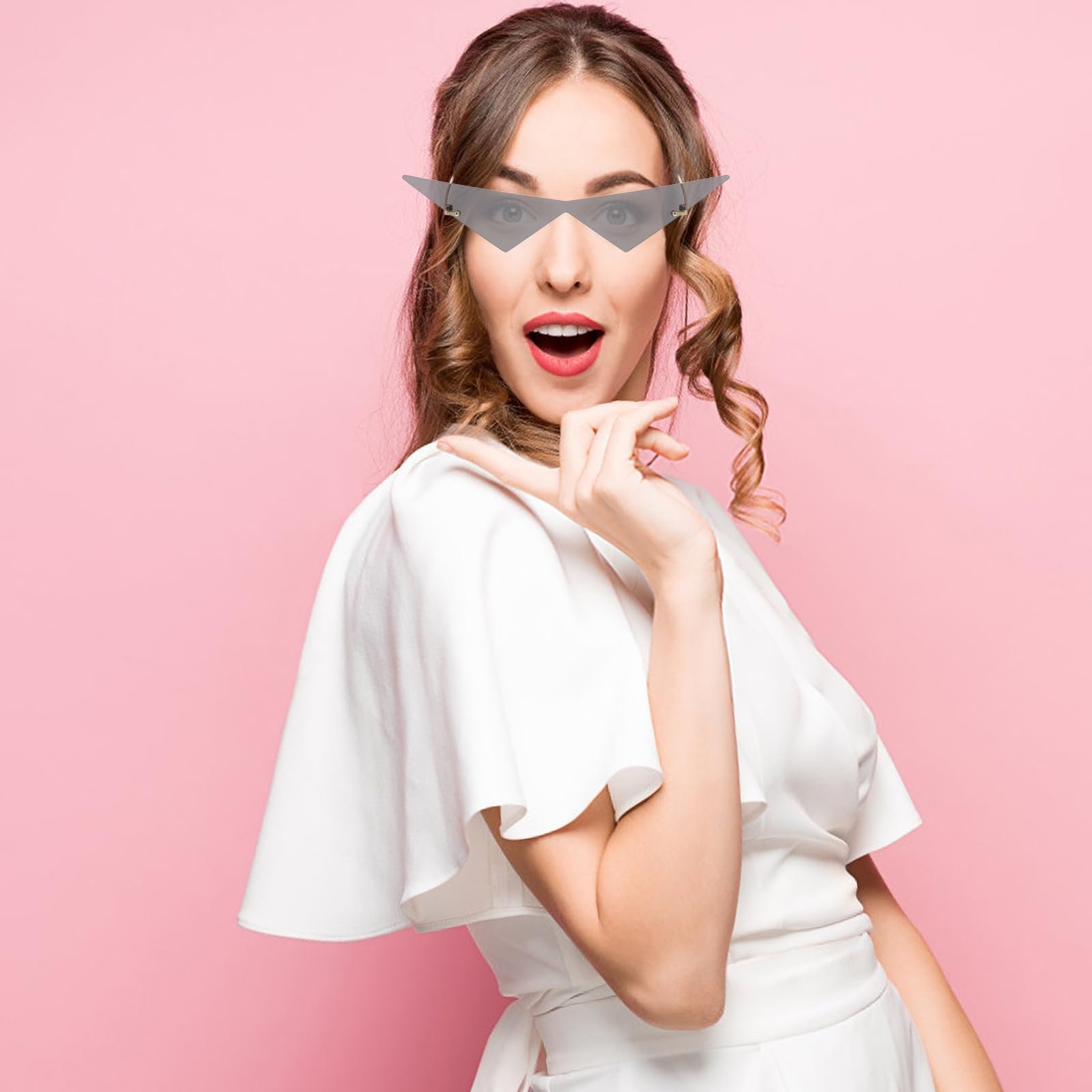 Сонцезахисні окуляри VALICLUD Трикутні Без оправи Мереживні Сірі, фото №8