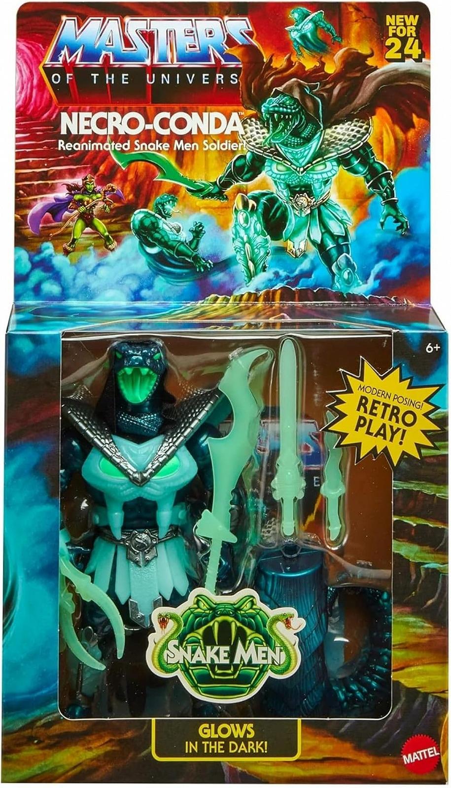 Фигурка Masters of the Universe Origins Necro-Conda Snake People 14 см с аксессуарами, металлический зеленый, фото №1