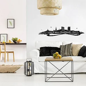 Наклейка на стіну Wandkings Bonn Skyline 100 x 21 см Black synthetic.ua - Фото 1