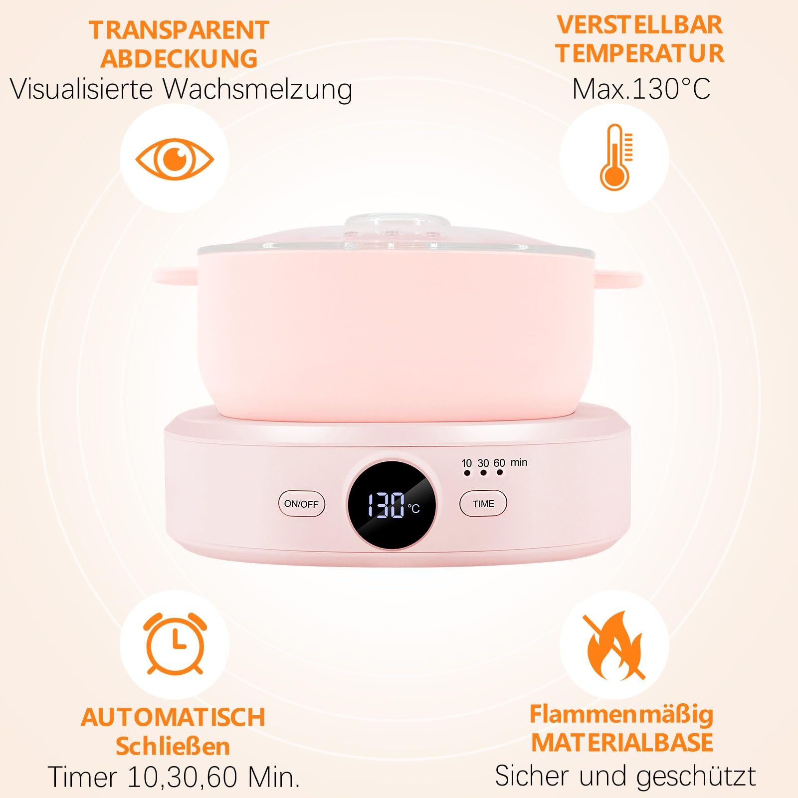 Воскоплав электрический Professional Electric Wax Heater с регулировкой температуры и таймером Pink, фото №2