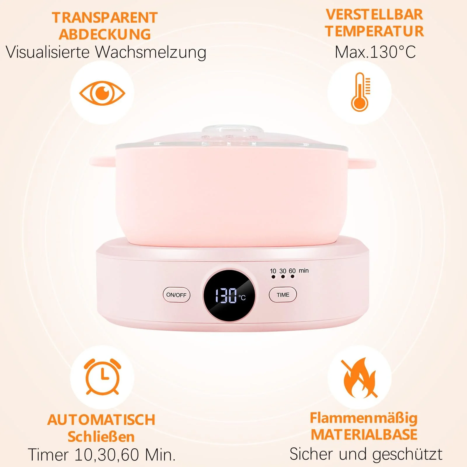 Воскоплав электрический Professional Electric Wax Heater с регулировкой температуры и таймером Pink, фото №2 Воскоплав электрический Professional Electric Wax Heater с регулировкой температуры и таймером Pink, фото №2