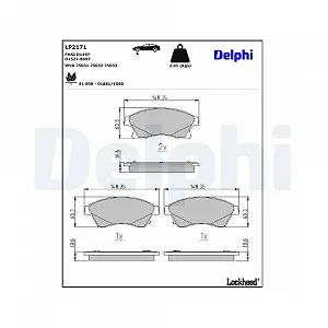 Комплект тормозных колодок, дисковый тормоз DELPHI LP2171 для OPEL VAUXHALL CHEVROLET - Фото 1