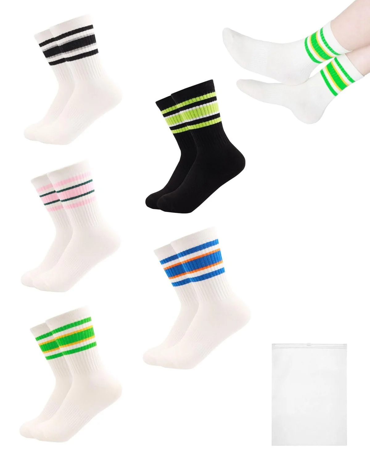 Носки Полосатые 35-42 Хлопковые 5 пар, фото №1