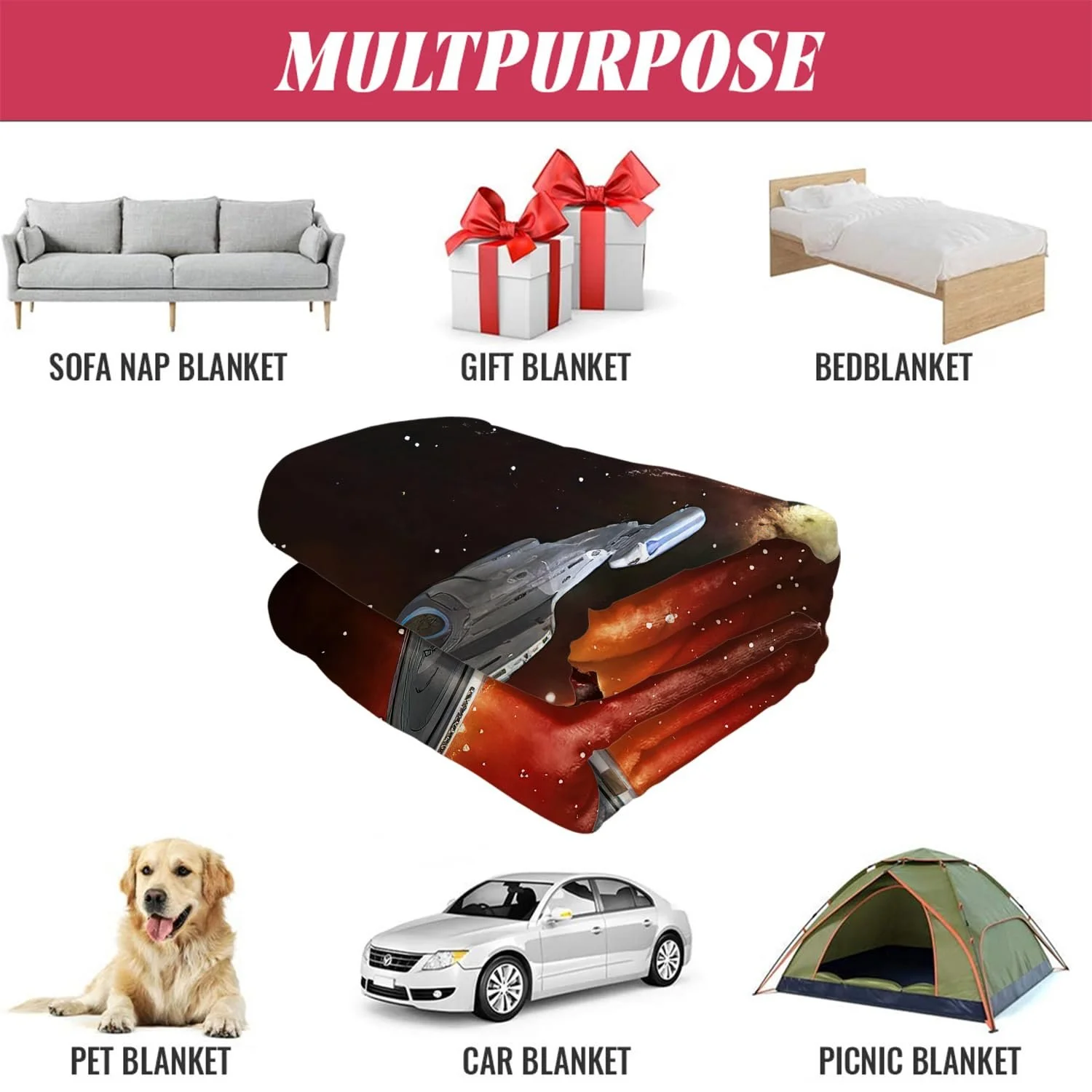 Одеяло YISUMEI Star Voyager Trek Horse Head Мягкое Фланелевое Флисовое одеяло для кровати (150 x 200 см), фото №4