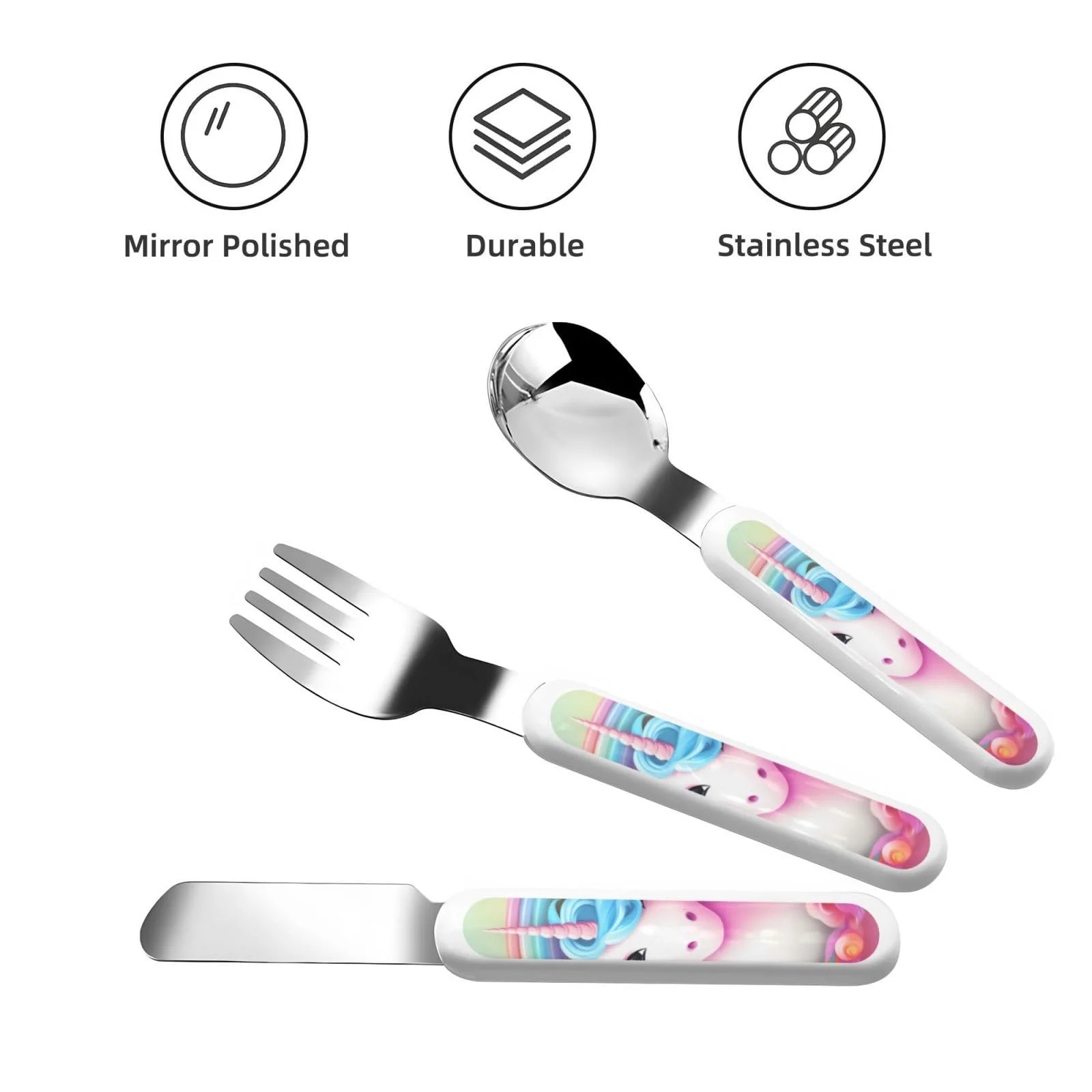 Дитячий набір столових приборів Rainbow Unicorn 3 предмети Багаторазовий, фото №2 Дитячий набір столових приборів Rainbow Unicorn 3 предмети Багаторазовий, фото №2