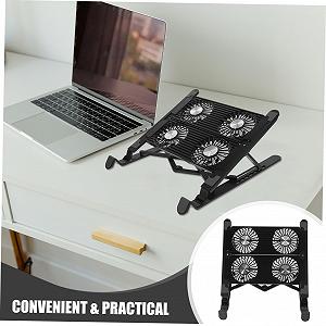 Регулируемая охлаждающая подставка для ноутбука с вентиляторами Портативная складная пластиковая подставка с нескользящими ножками для лучшего рассеивания тепла и долговечного использования synthetic.ua - Фото 1
