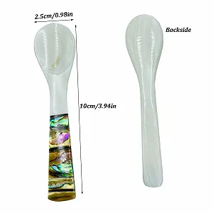 Ложка для икры из перламутра 394 дюйма, набор 2 шт, ручной работы, с круглой ручкой белая synthetic.ua - Фото 1