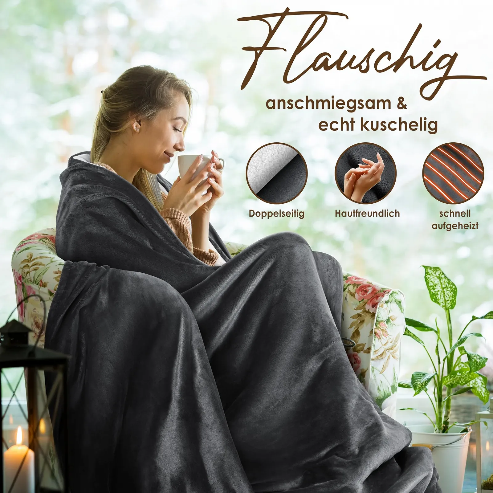 Електрична ковдра KESSER 180 x 130 см Двостороння, фото №3