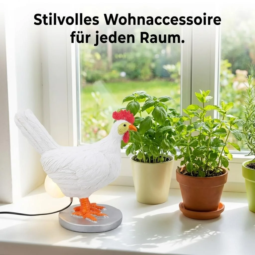 Настільна лампа Ejoyous Chicken Lamp Куряче яйце Полірезин Білий, фото №6