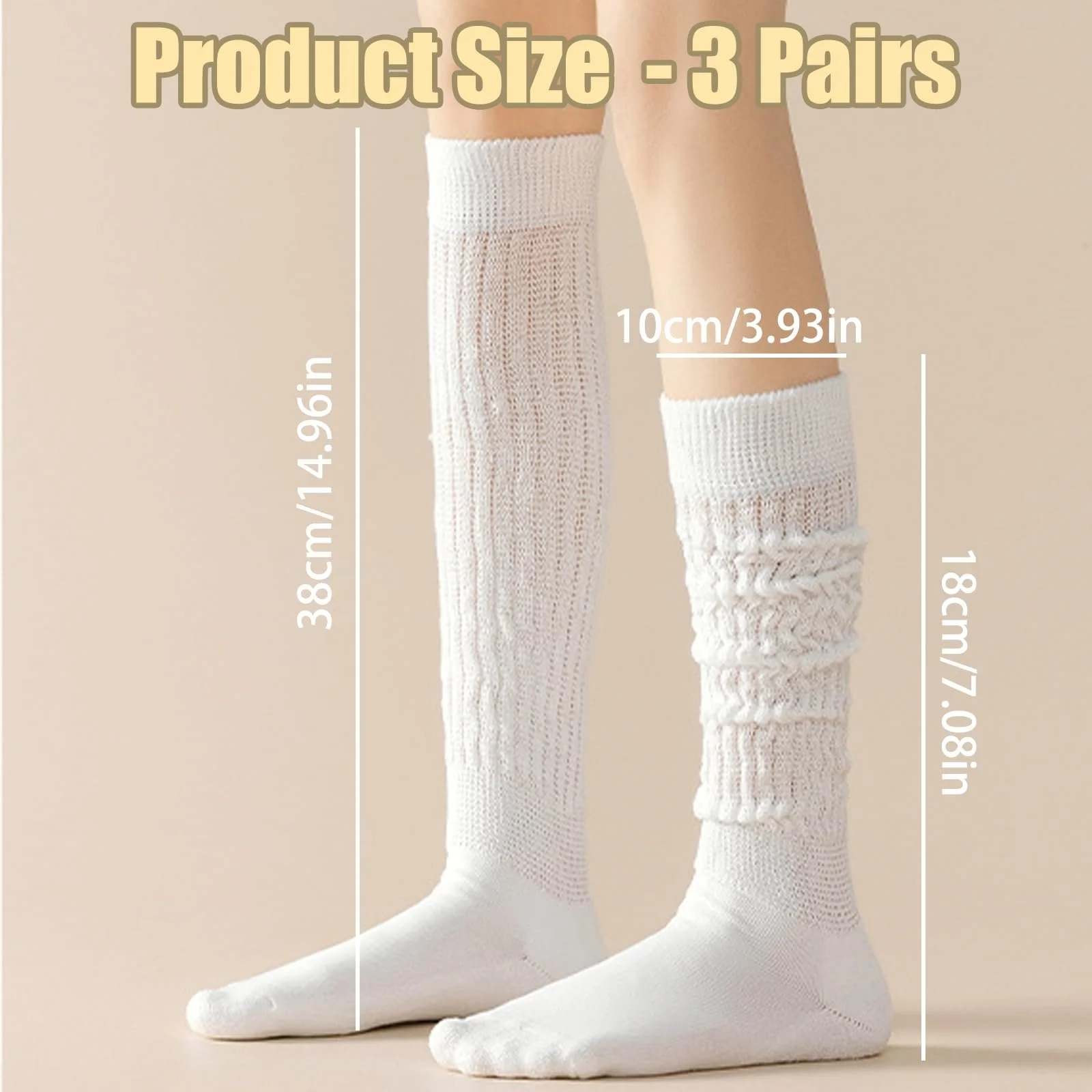 Жіночі в'язані шкарпетки YNR (3 пари) вище коліна, фото №3