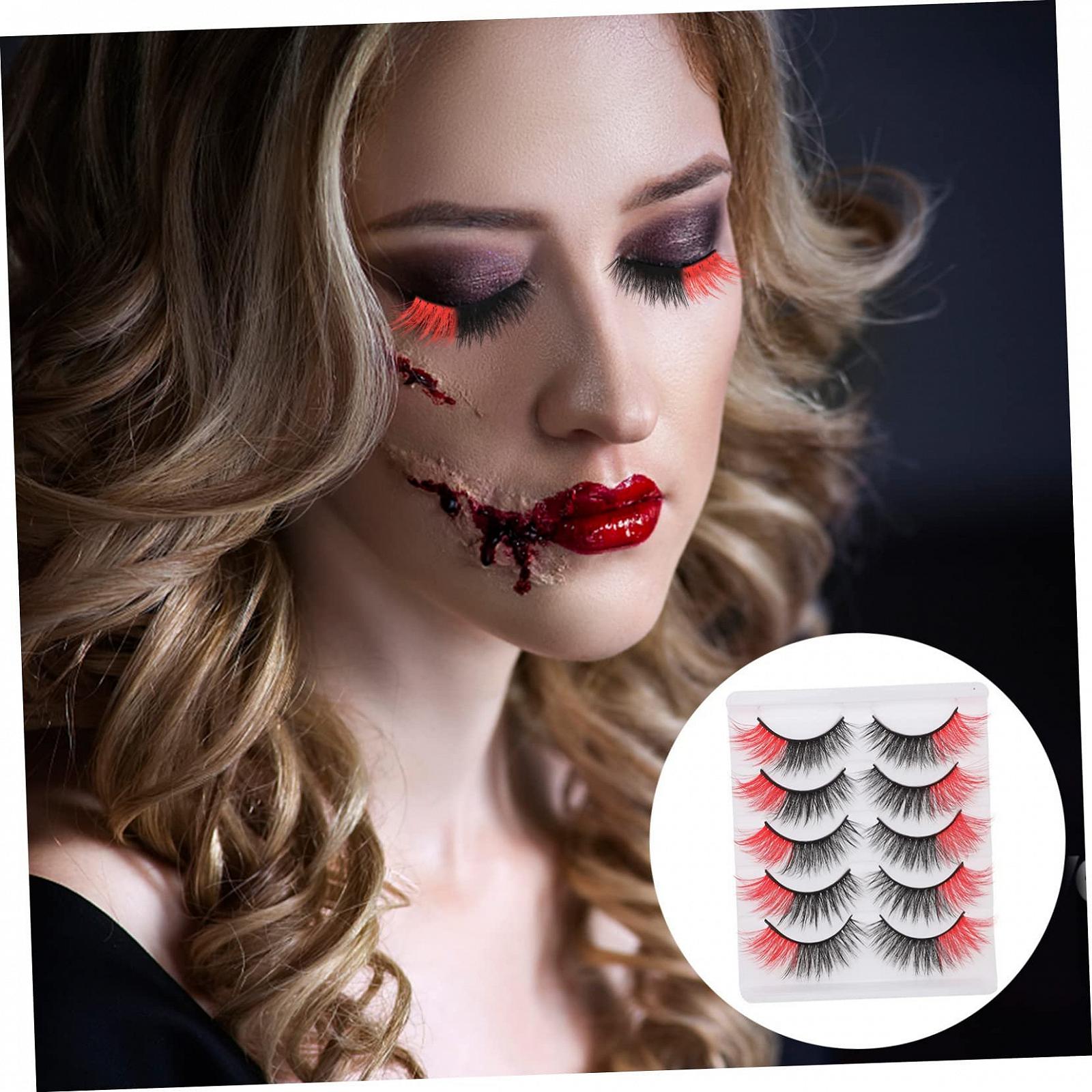 Ліжка Angoily 15 пар кольорових штучних вій червоні, фото №7