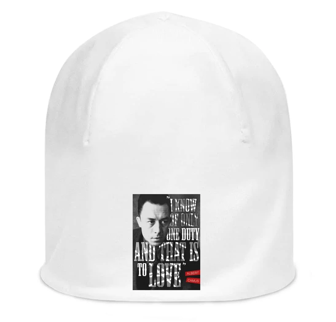 Шапка Albert Camus I Know of Only One Duty and That is to Love Unisex Эластичная Хлопок Белый, фото №1