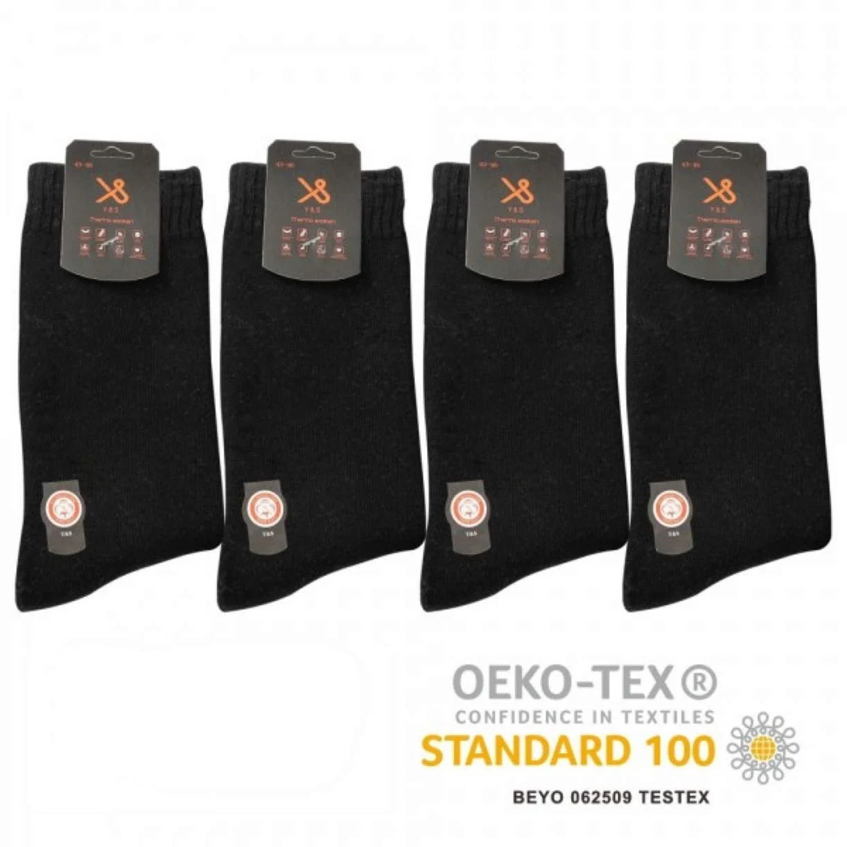 Термоноски Мужские и Женские (12 пар) Хлопковые Зимние Носки 90% Хлопок Черный, фото №2