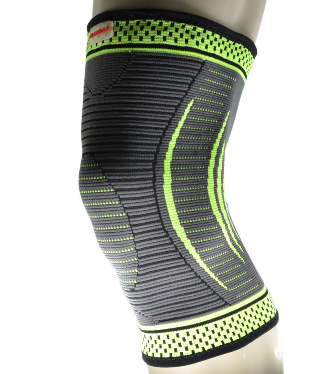 Компресійний наколінник MadMax MFA-284 3D Compressive knee support Dark grey/Neon green 1шт L, фото №8 Компресійний наколінник MadMax MFA-284 3D Compressive knee support Dark grey/Neon green 1шт L, фото №8