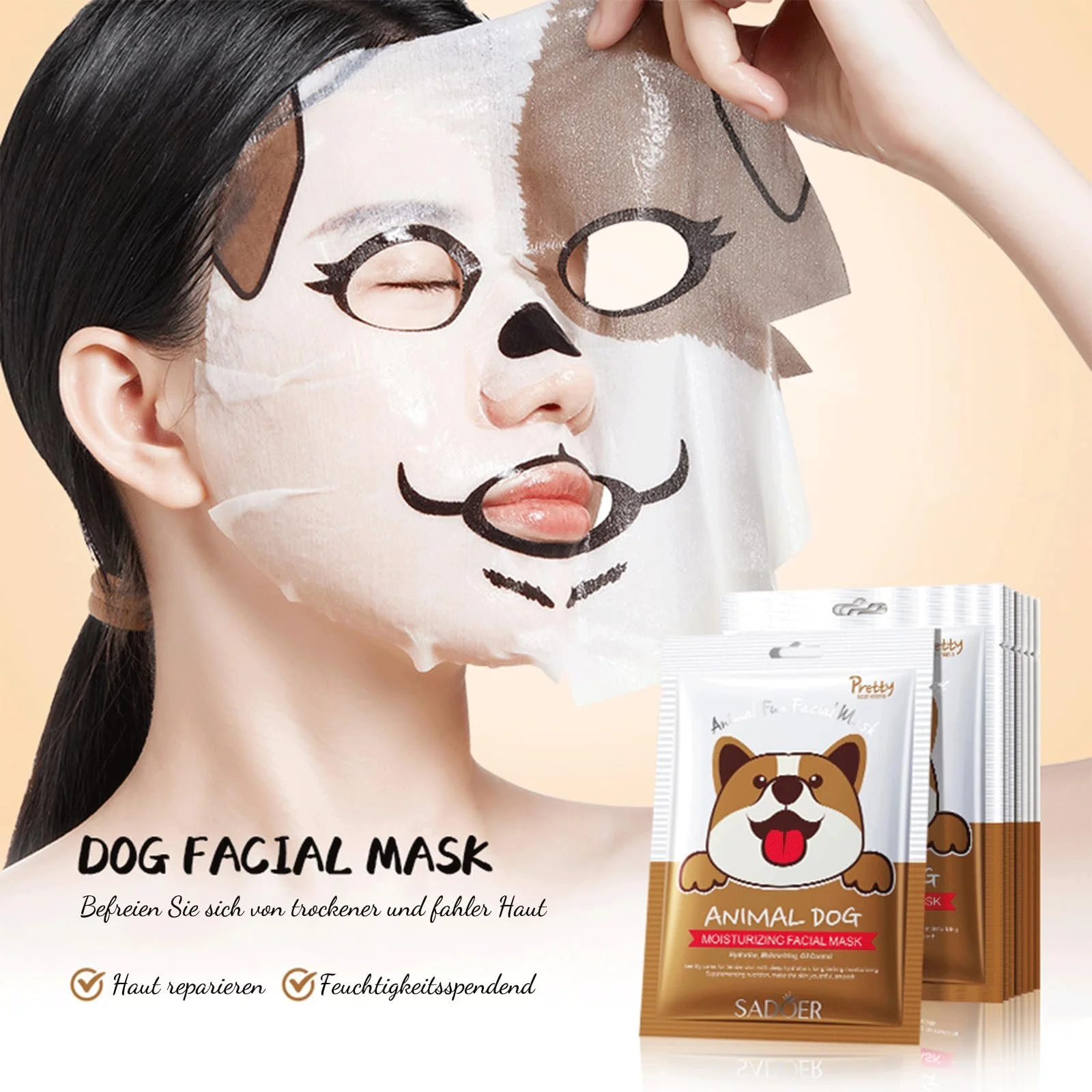 Тканевая маска для лица Shefave с животными, 6 штук - 3 вида, набор для ухода за кожей, набор листовых масок, успокаивающая маска, освежающая, милый набор масок для лица для женщин, фото №3