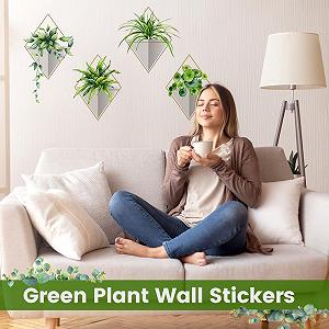 Наклейка на стіну Рослини 4 штуки Реалістичні зелені Самоклеючі Водонепроникні synthetic.ua - Фото 1