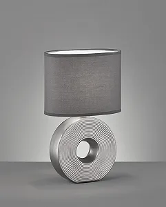 Настільна лампа Fischer & Honsel eye срібляста матова тканинний абажур антрацитовий чинтц всередині білий 23х13х38 см зі шнуровим вимикачем 1x E14 макс. 40 Вт 50477 synthetic.ua - Фото 1