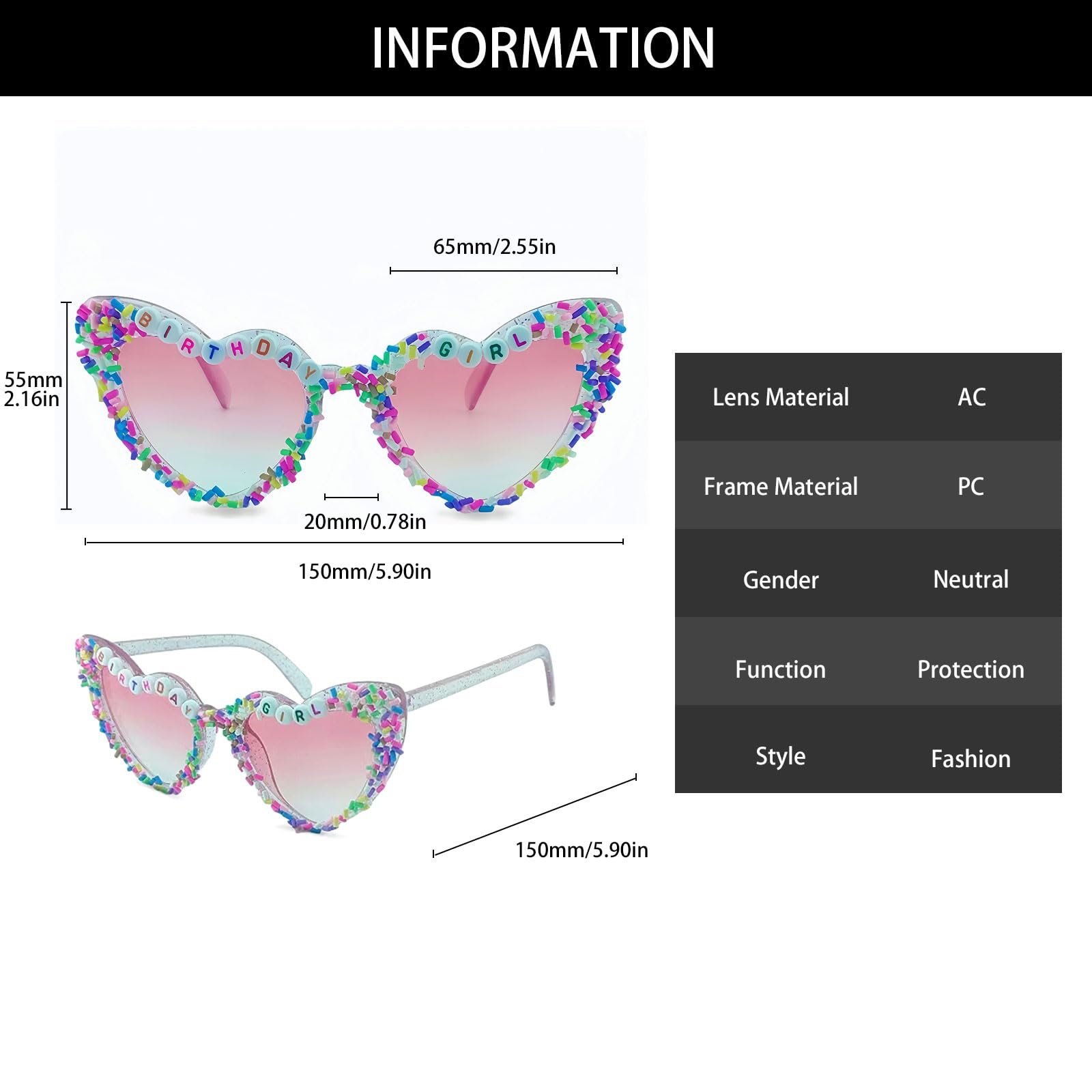 Сонцезахисні окуляри Серце YAMEIZE Модні 90-ті, фото №4